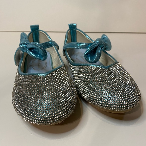 Silver and Blue Rhinestone Princess Flats - Picture 3 of 8